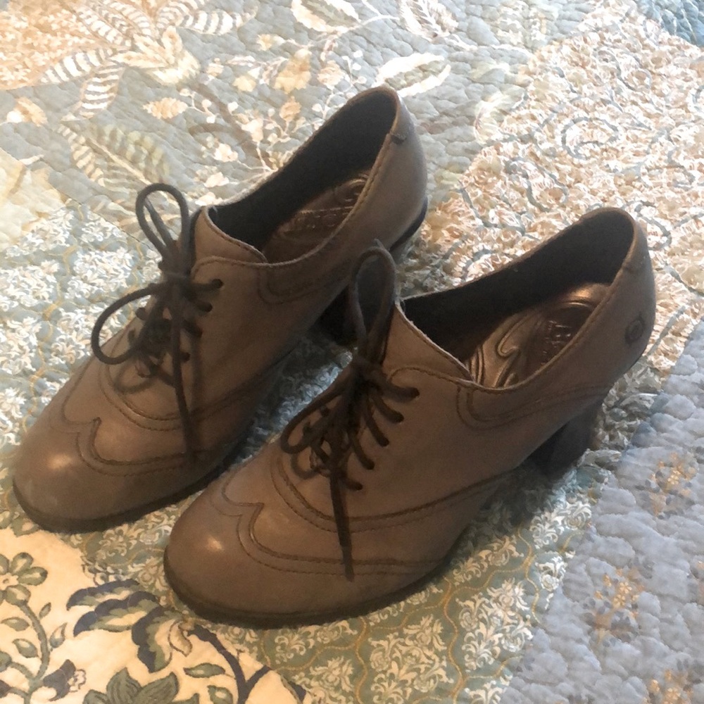 Taupe Heeled Oxford-Born
